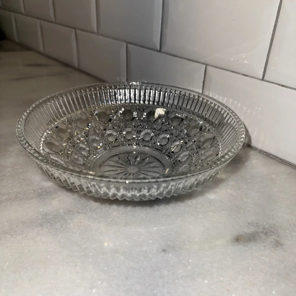 Federal Clear Glass Windsor Button and Cane Design Large Serving Bowl 101/2